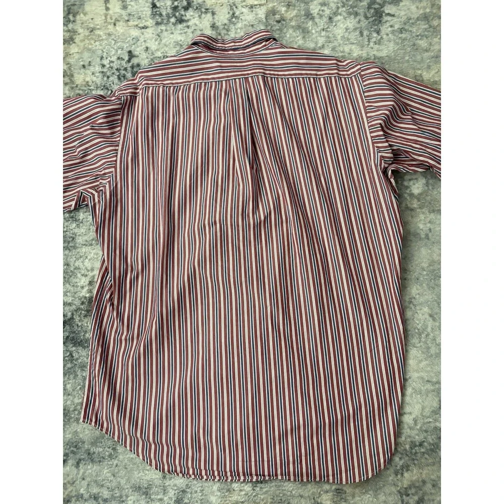 Polo Ralph Lauren Mens L 16.5 34/35 Yarmouth Red Blue Striped‎ Long Sleeve Shirt